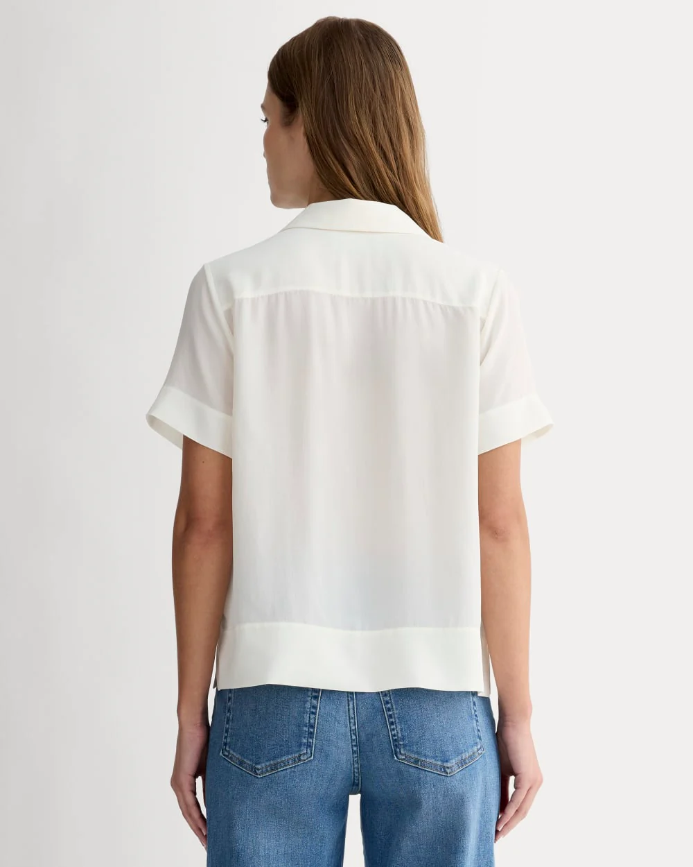 The Notch Shirt in Washable Silk | Off-White - Image 5