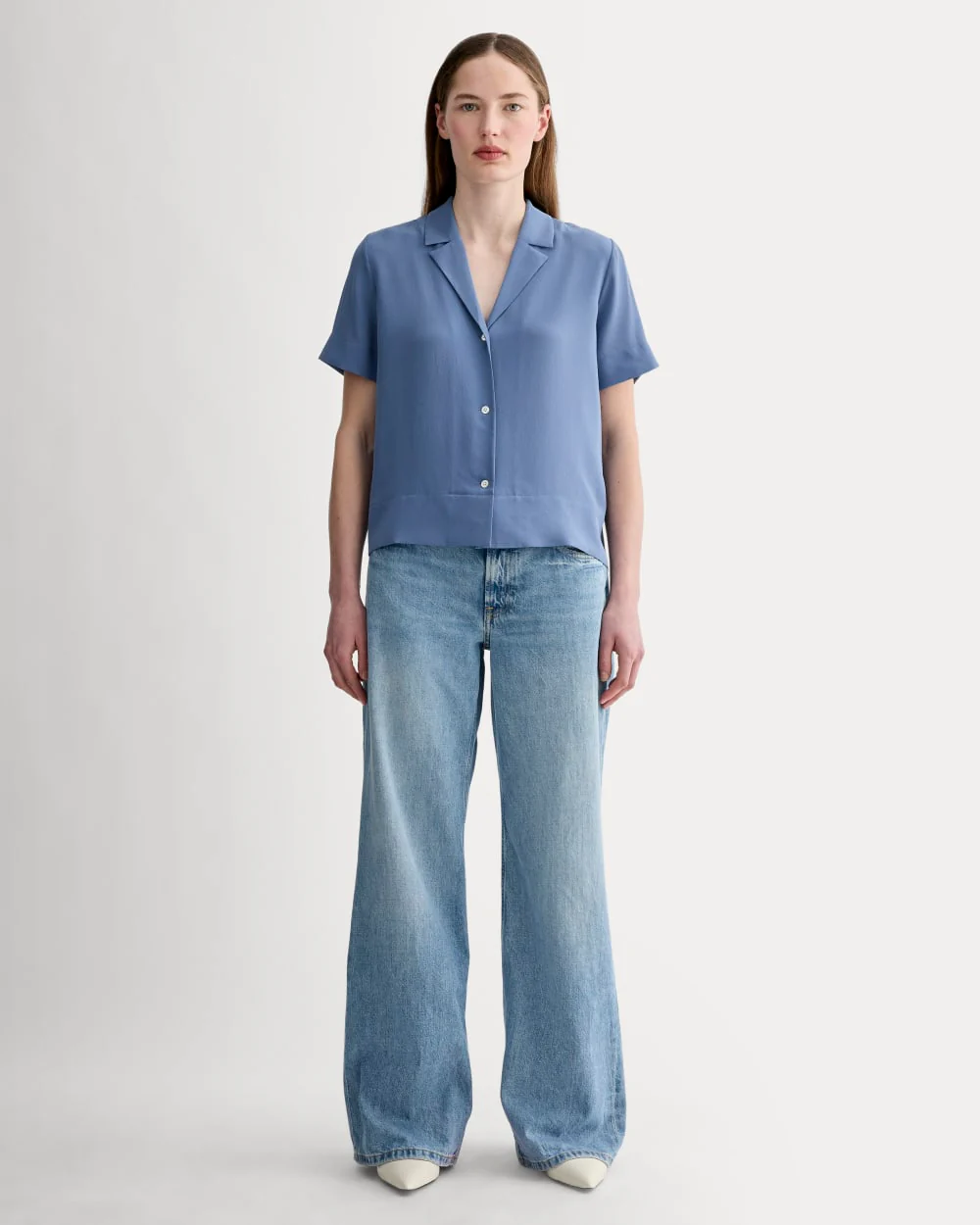 The Notch Shirt in Washable Silk | French Blue - Image 3