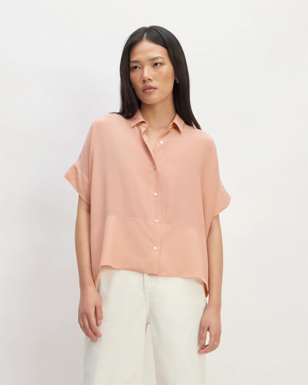 The Boxy Shirt in Washable Silk | Blush Pink