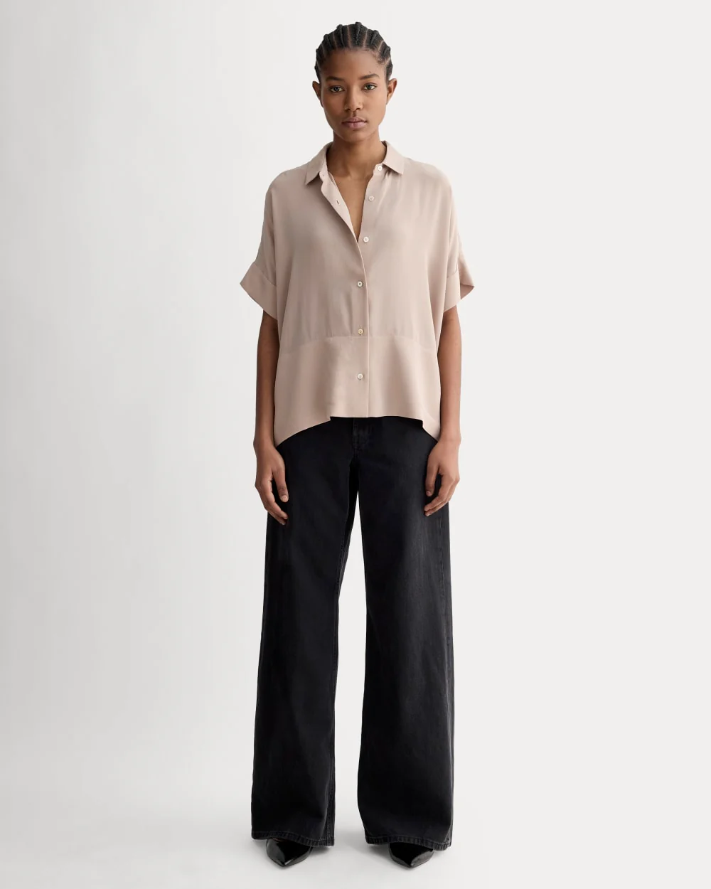 The Boxy Shirt in Washable Silk | Burnt Sugar - Image 3