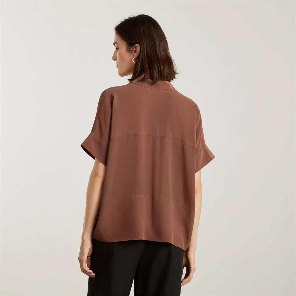 The Boxy Shirt in Washable Silk | Cinnamon - Image 3