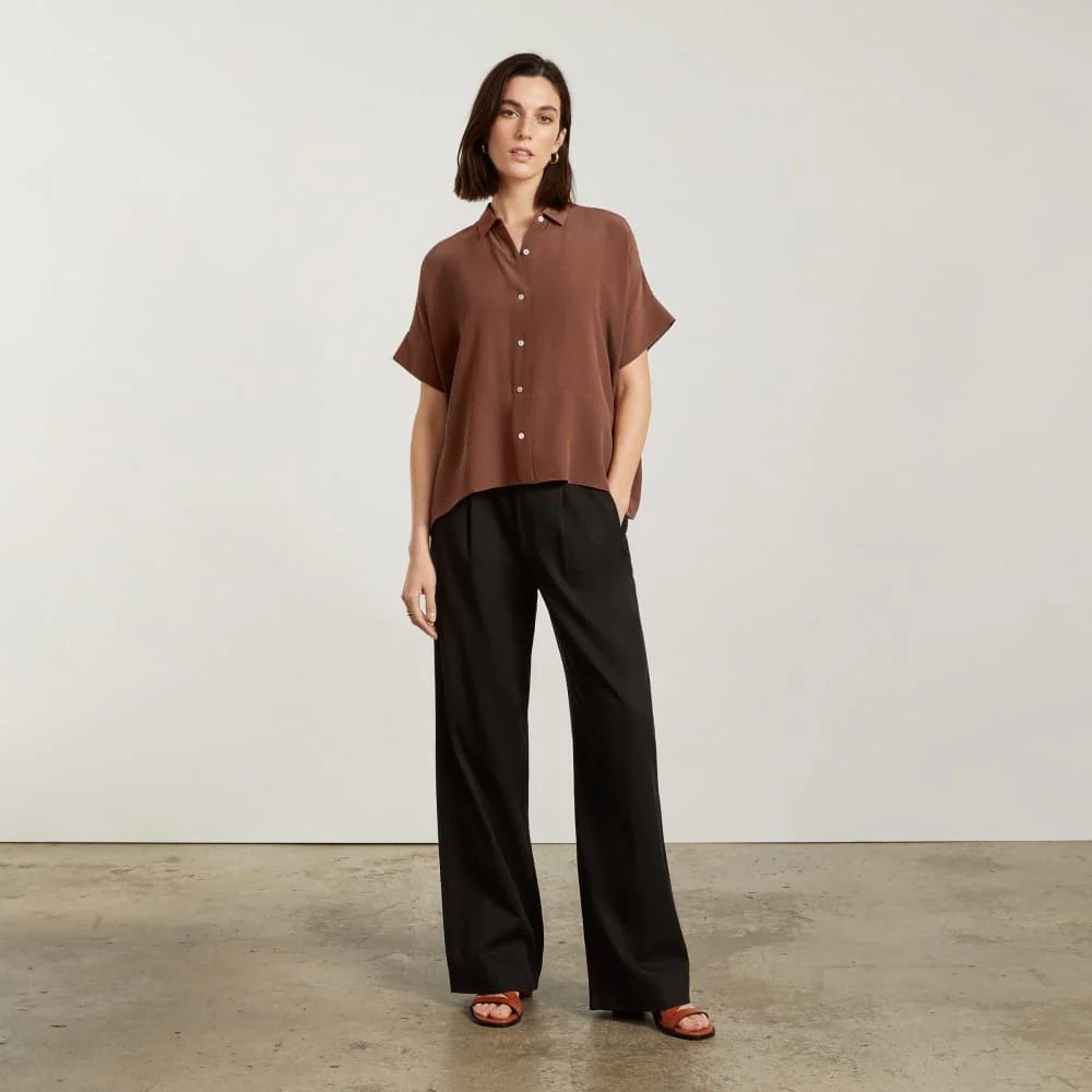 The Boxy Shirt in Washable Silk | Cinnamon - Image 4