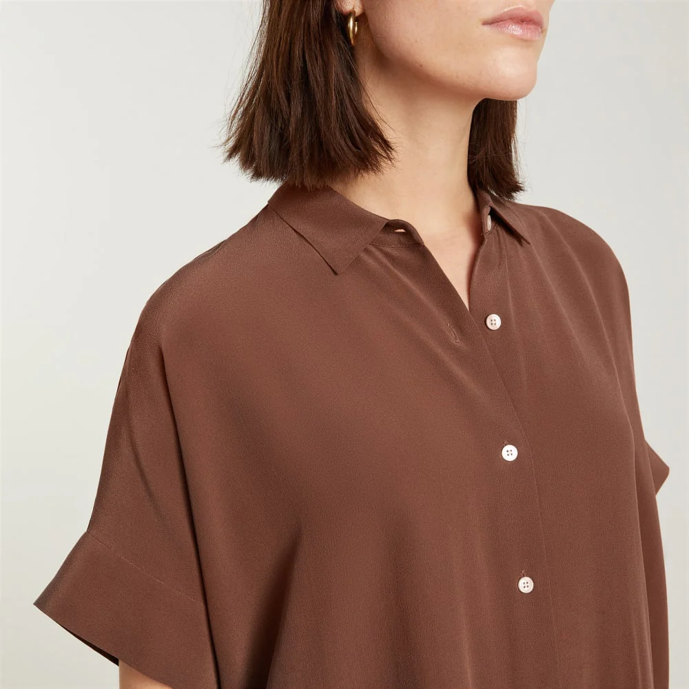 The Boxy Shirt in Washable Silk | Cinnamon - Image 5