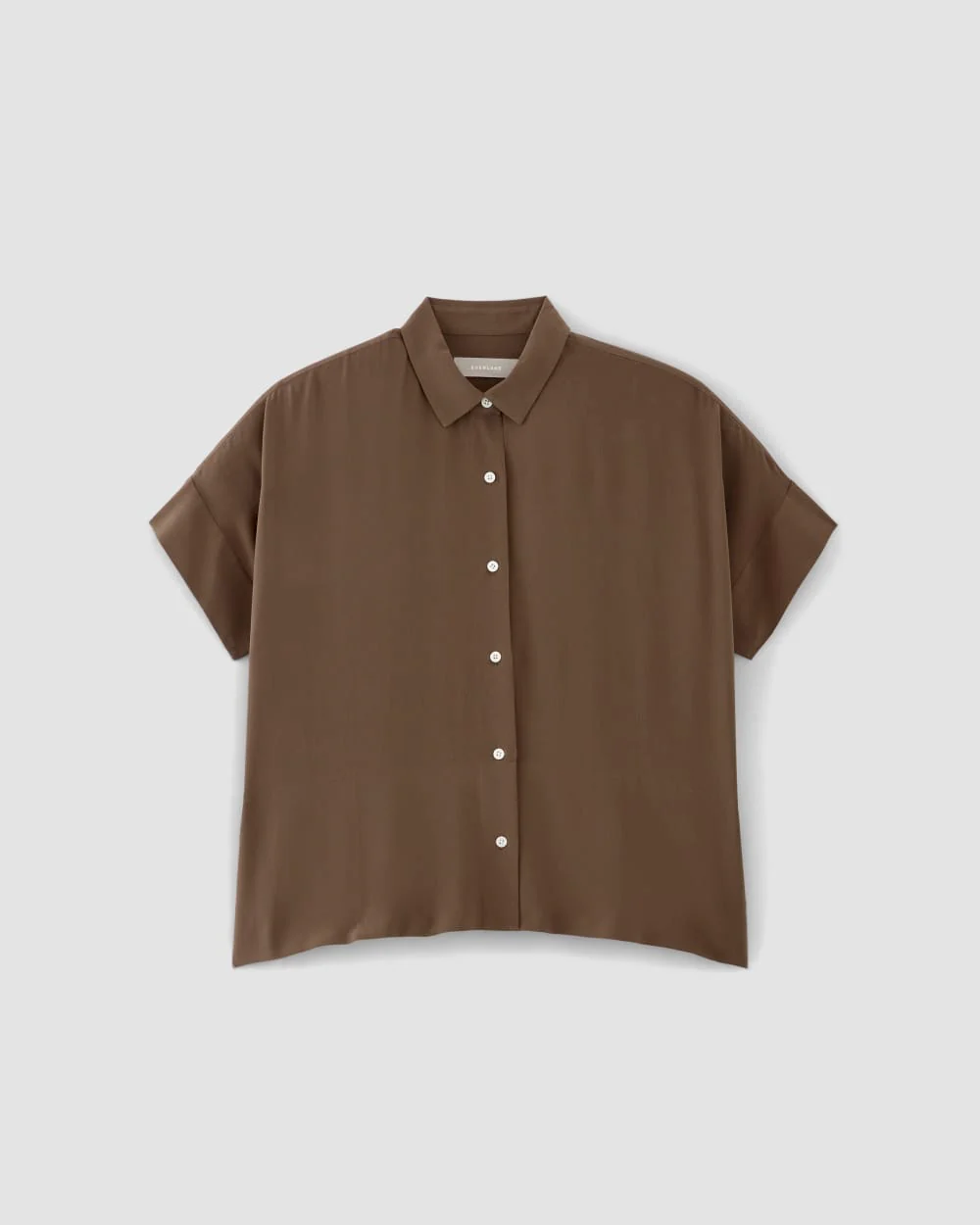 The Boxy Shirt in Washable Silk | Cocoa - Image 2