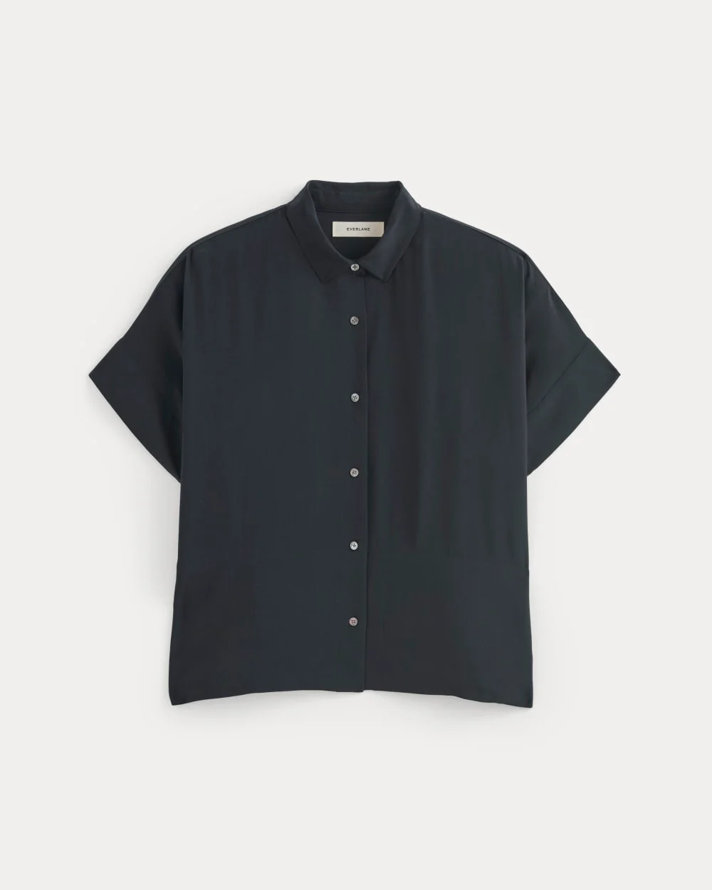 The Boxy Shirt in Washable Silk | Navy - Image 2