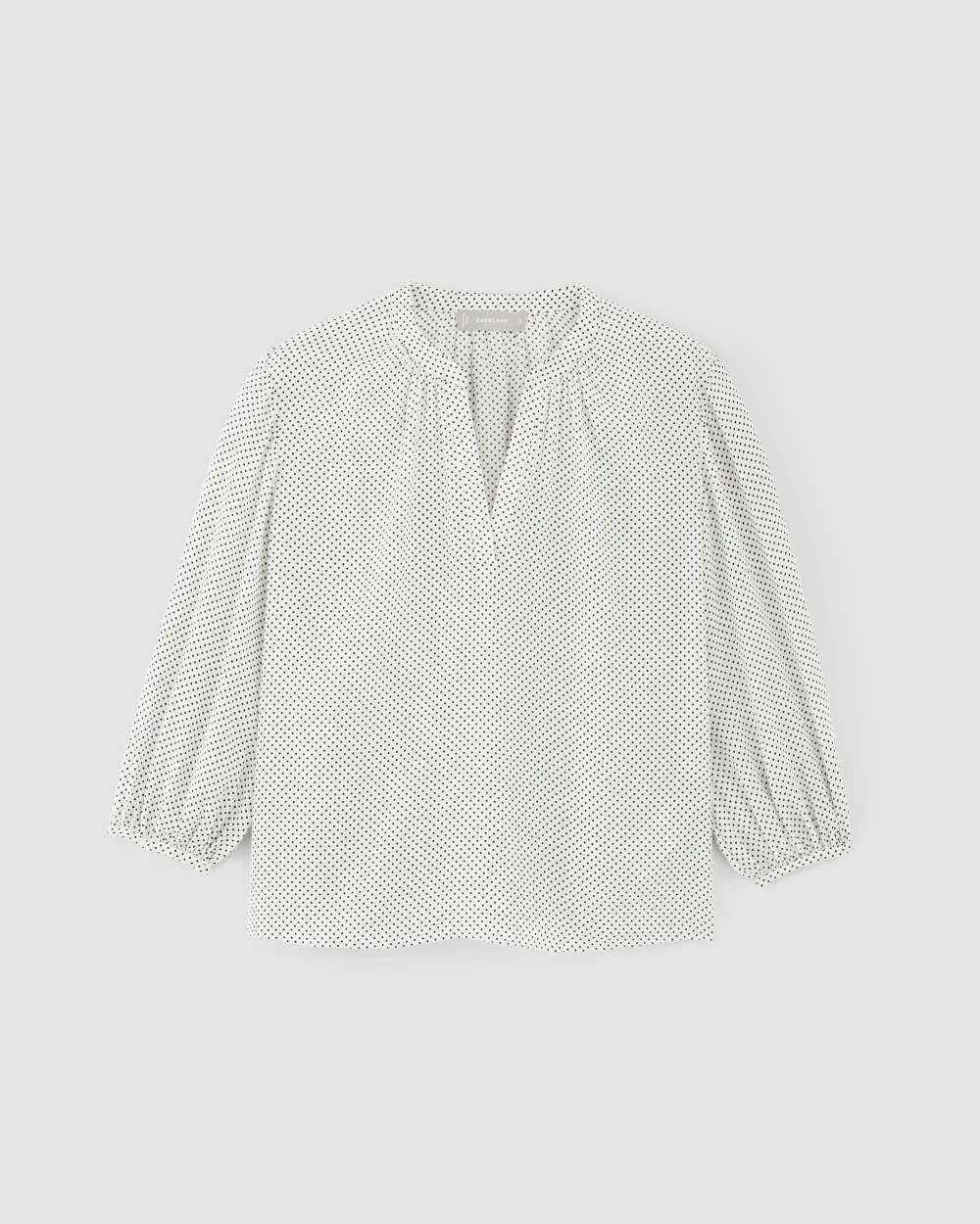 The Washable Clean Silk V-Neck Top | Bone / Black Polka Dot - Image 2