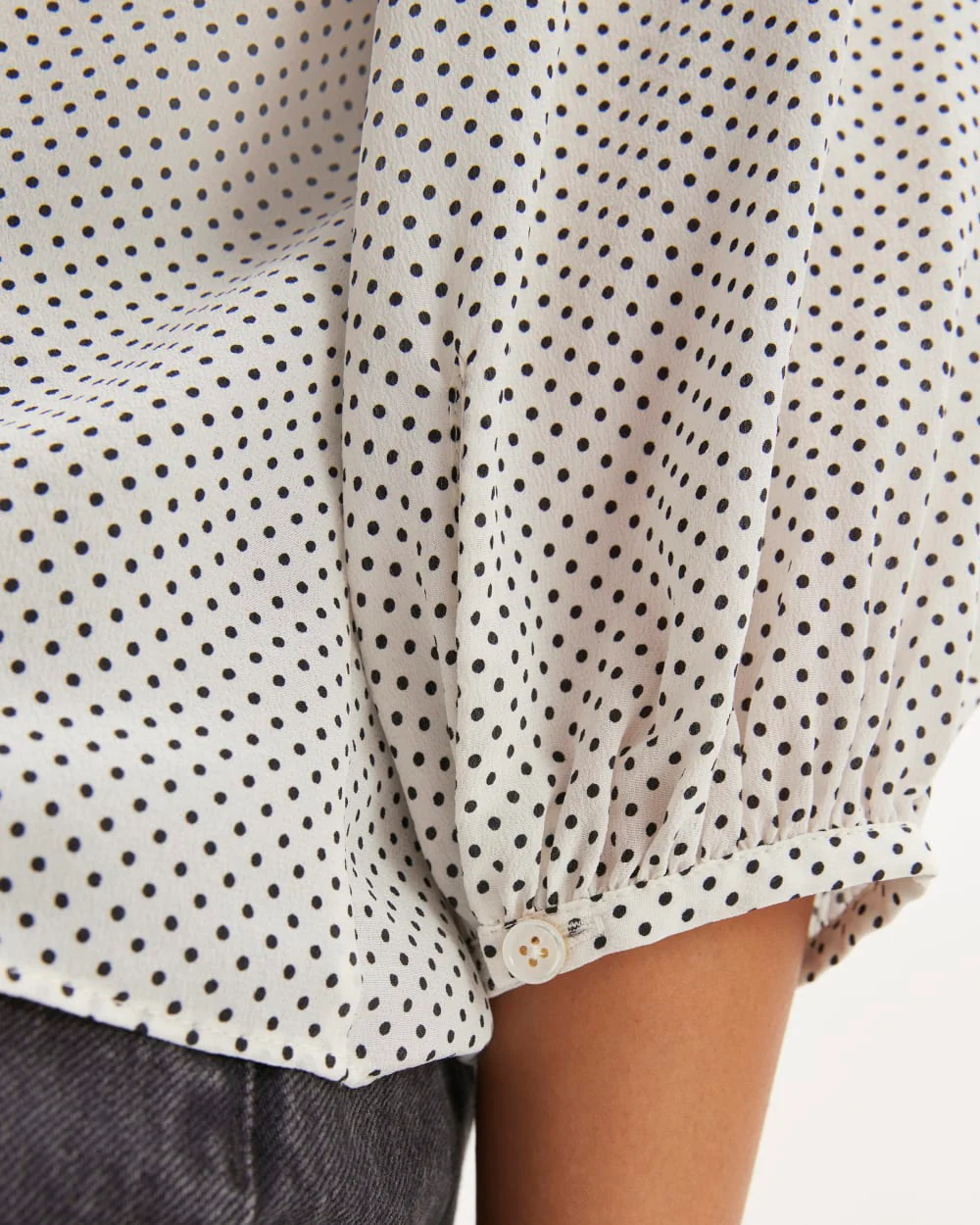 The Washable Clean Silk V-Neck Top | Bone / Black Polka Dot - Image 5