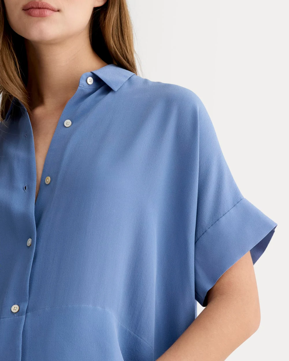 The Boxy Shirt in Washable Silk | French Blue - Image 4