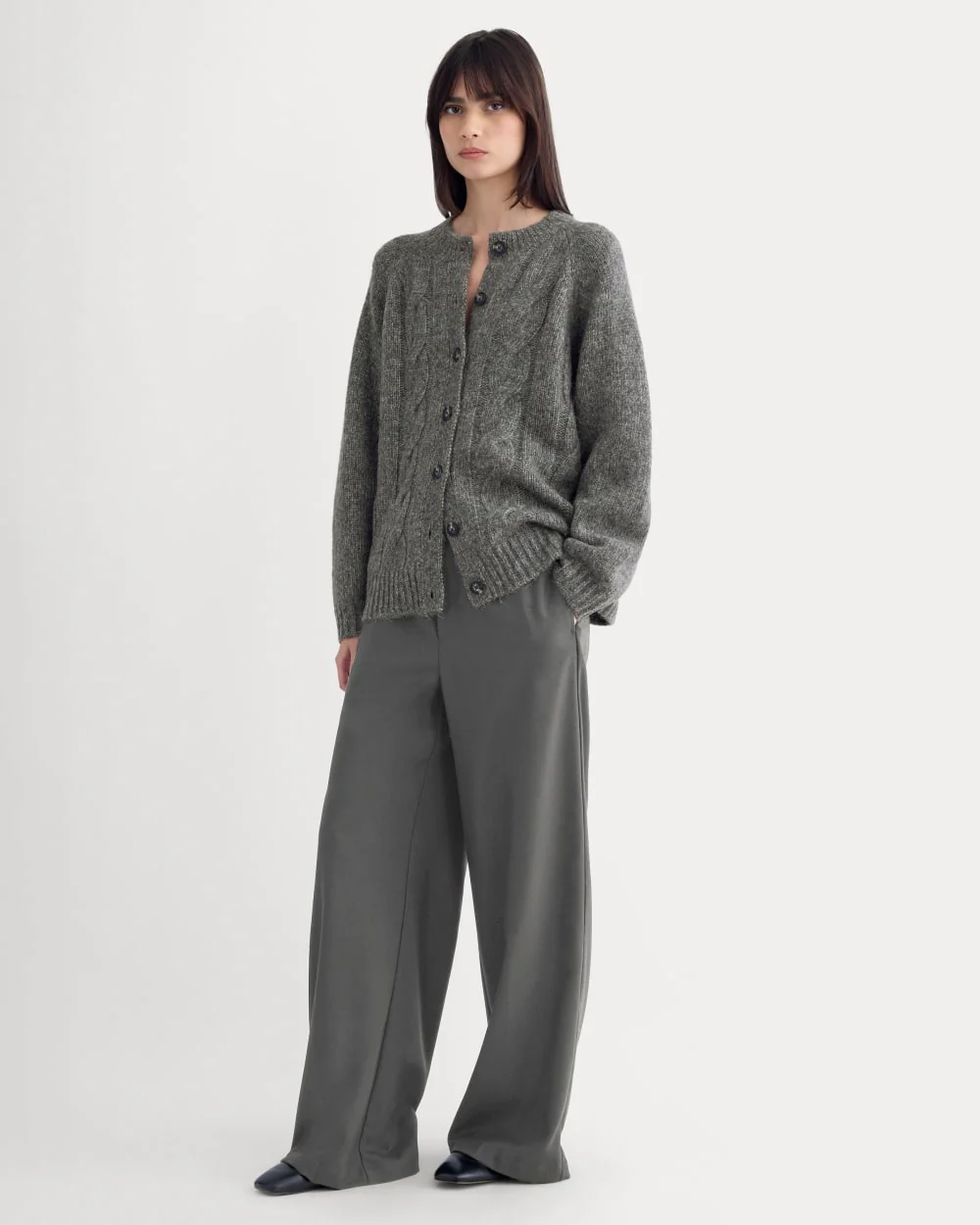 Cloud Cable Cardigan | Heather Charcoal - Image 3