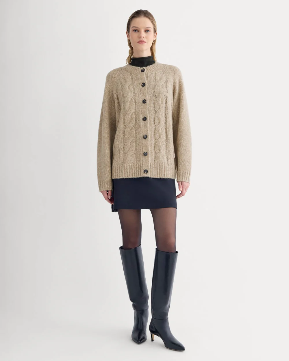 Cloud Cable Cardigan | Heathered Oatmeal - Image 3