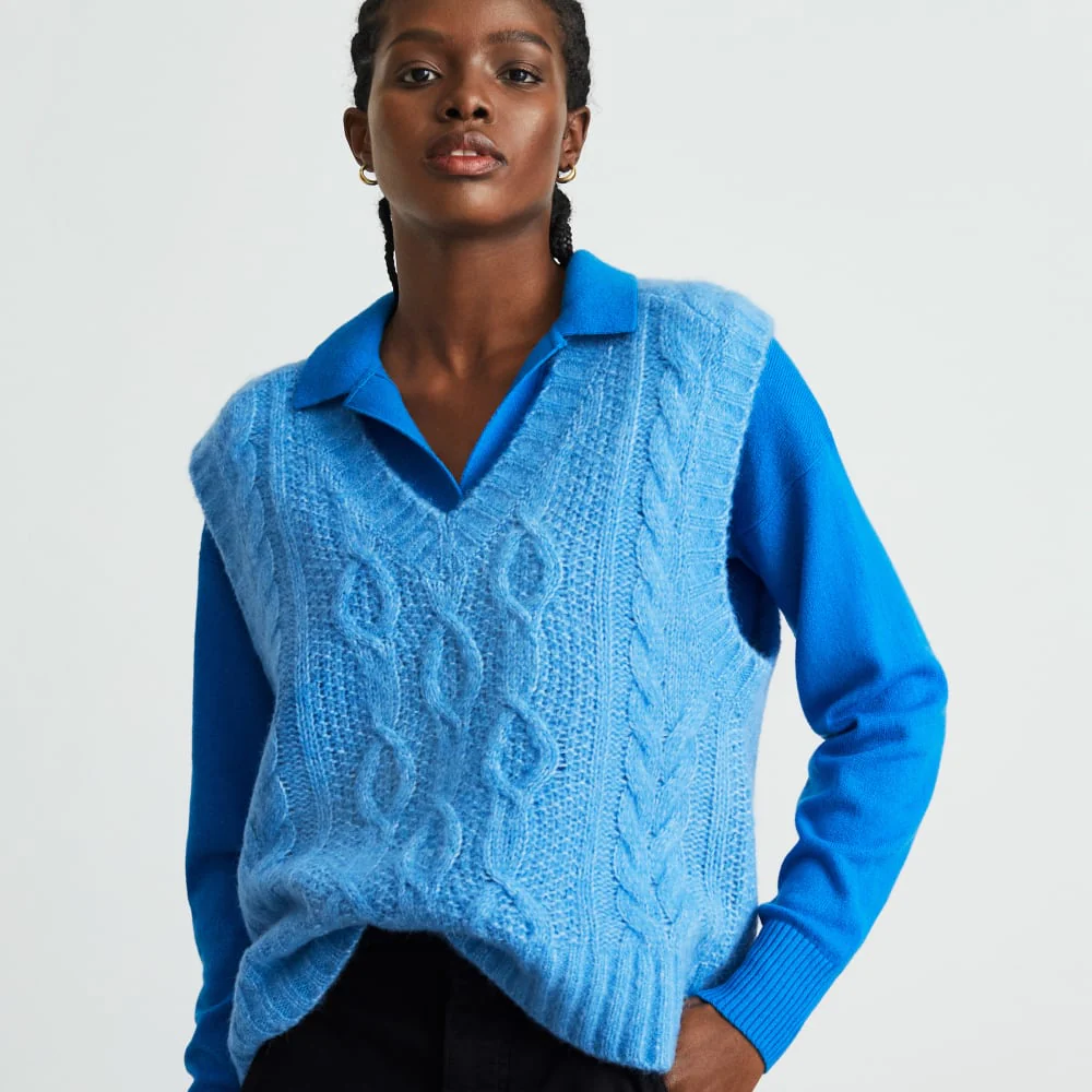 The Cloud Cable-Knit Vest | Lake - Image 3