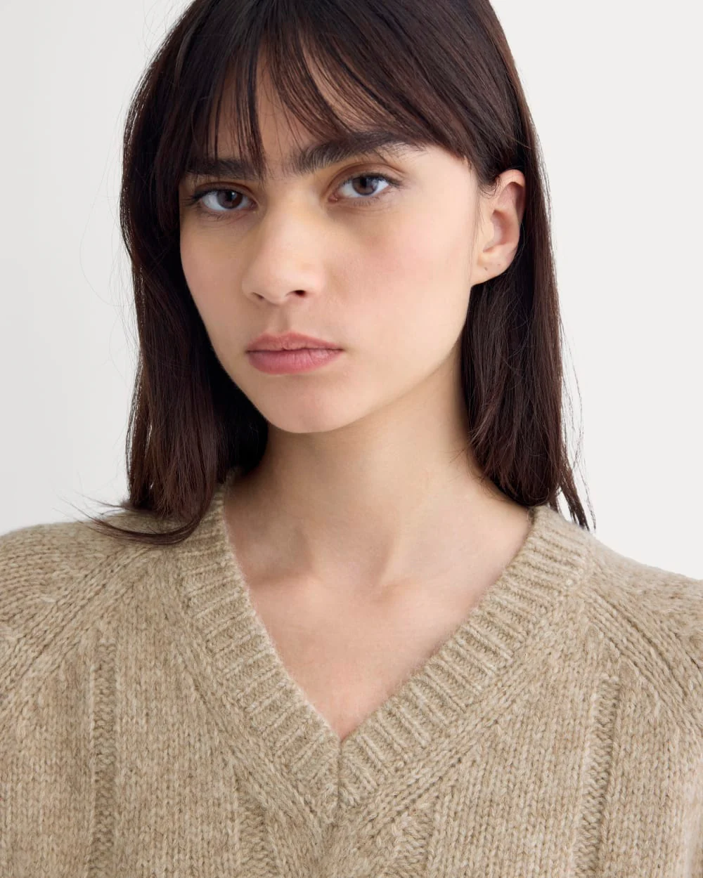 Cloud Cable V-Neck Sweater | Heathered Oatmeal - Image 4