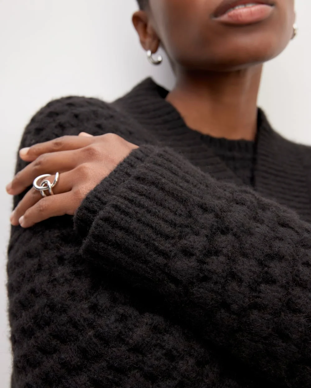 The Cloud Oversized Textured Cardigan | Black - Image 5