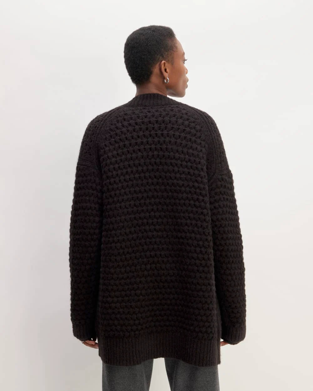 The Cloud Oversized Textured Cardigan | Black - Image 6