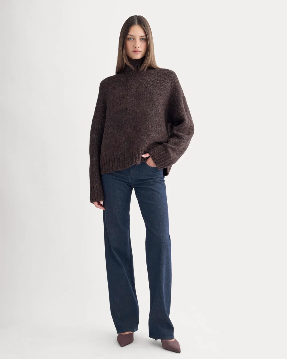 The Cloud Oversized Turtleneck | Heathered Burgundy - Image 3