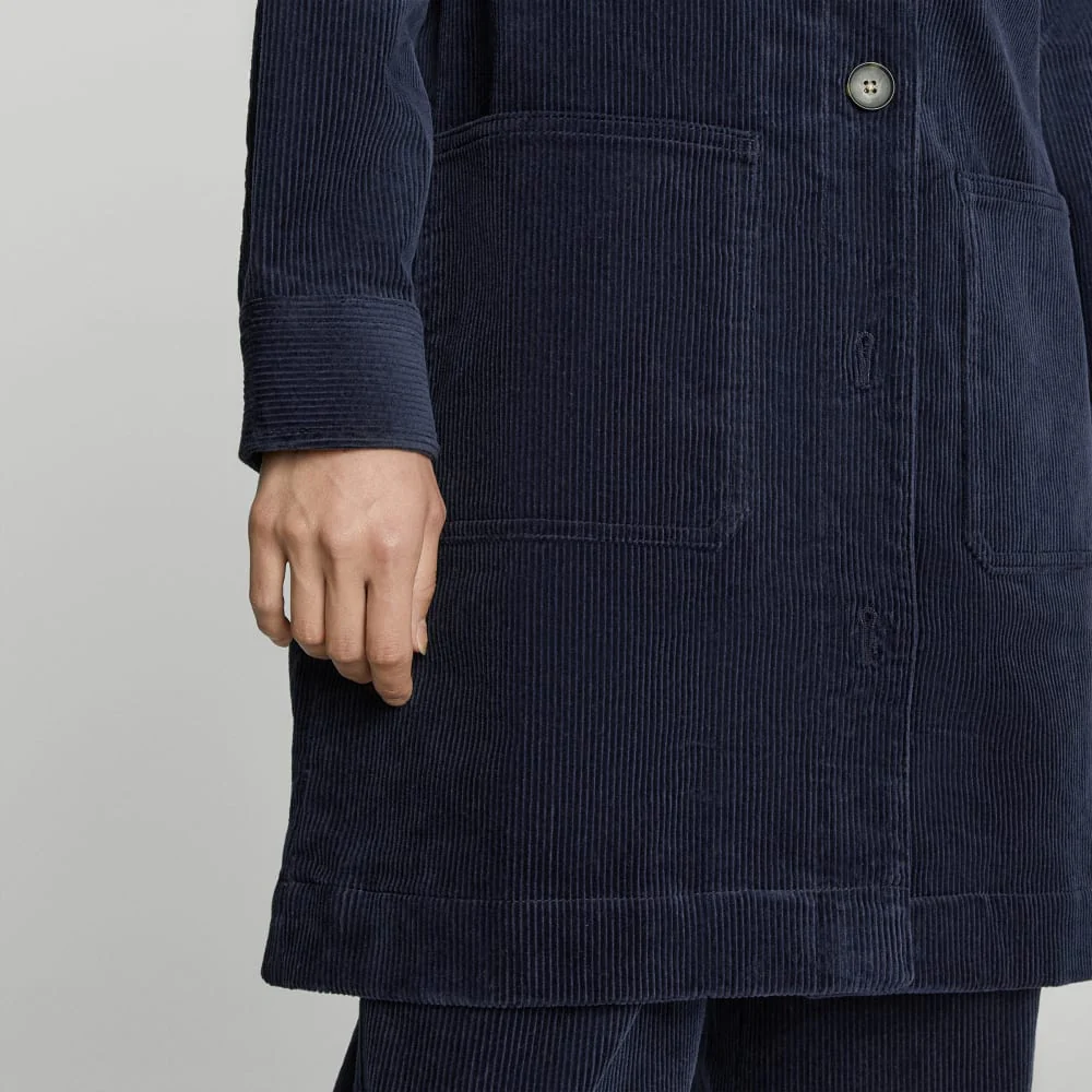 The Corduroy Long Shirt Jacket | Deep Navy - Image 6