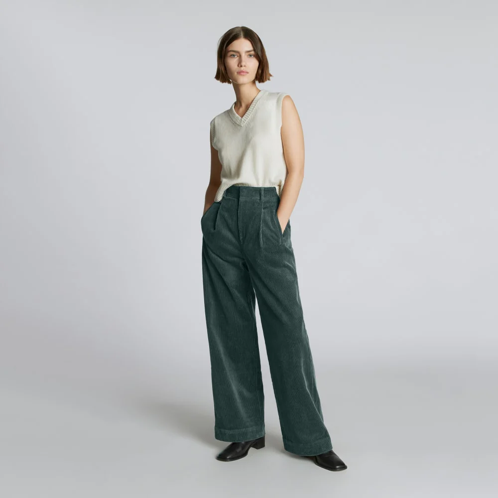 The Corduroy Way-High® Drape Pant  | Evergreen
