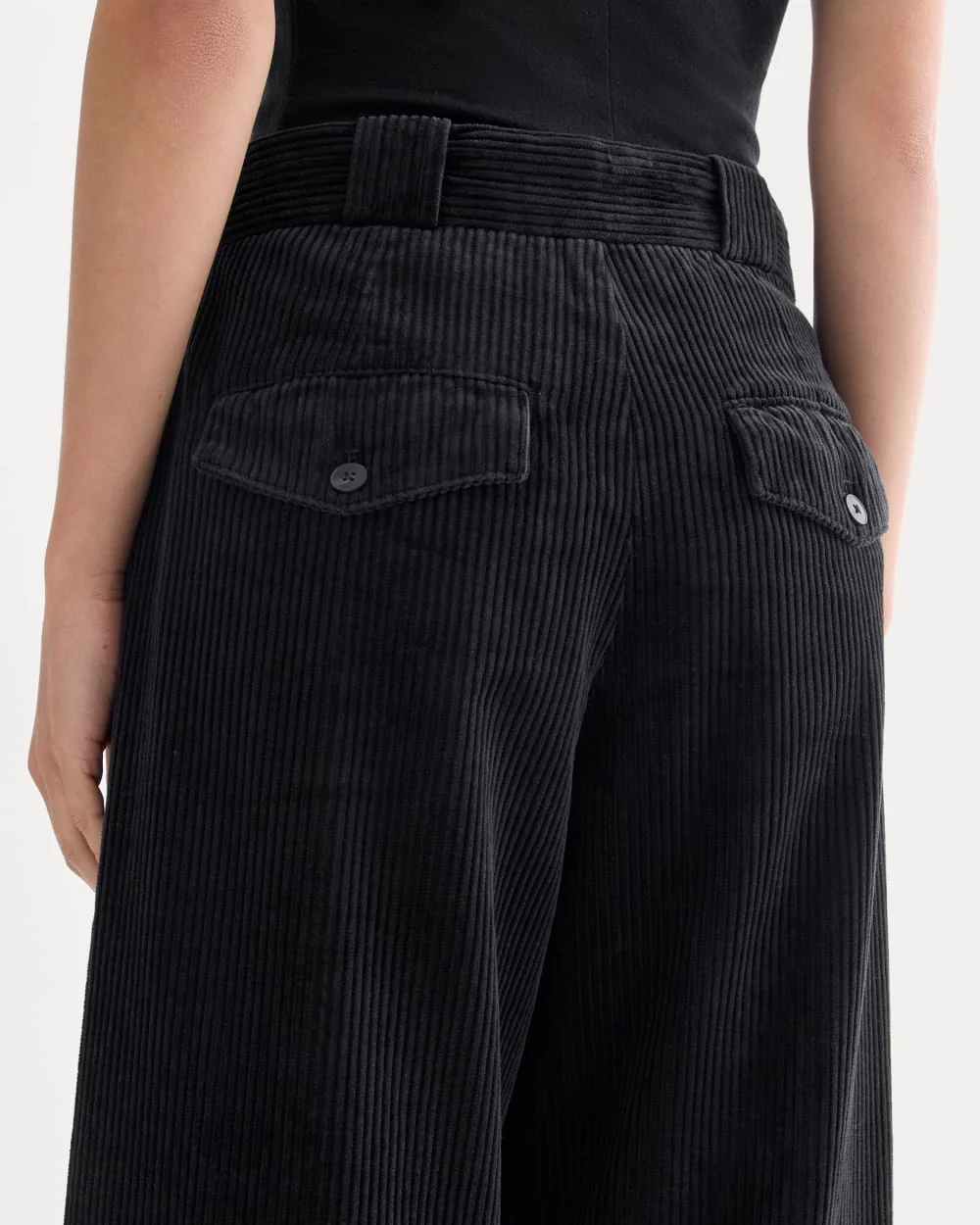 Corduroy Wide-Leg Trouser | Black - Image 4