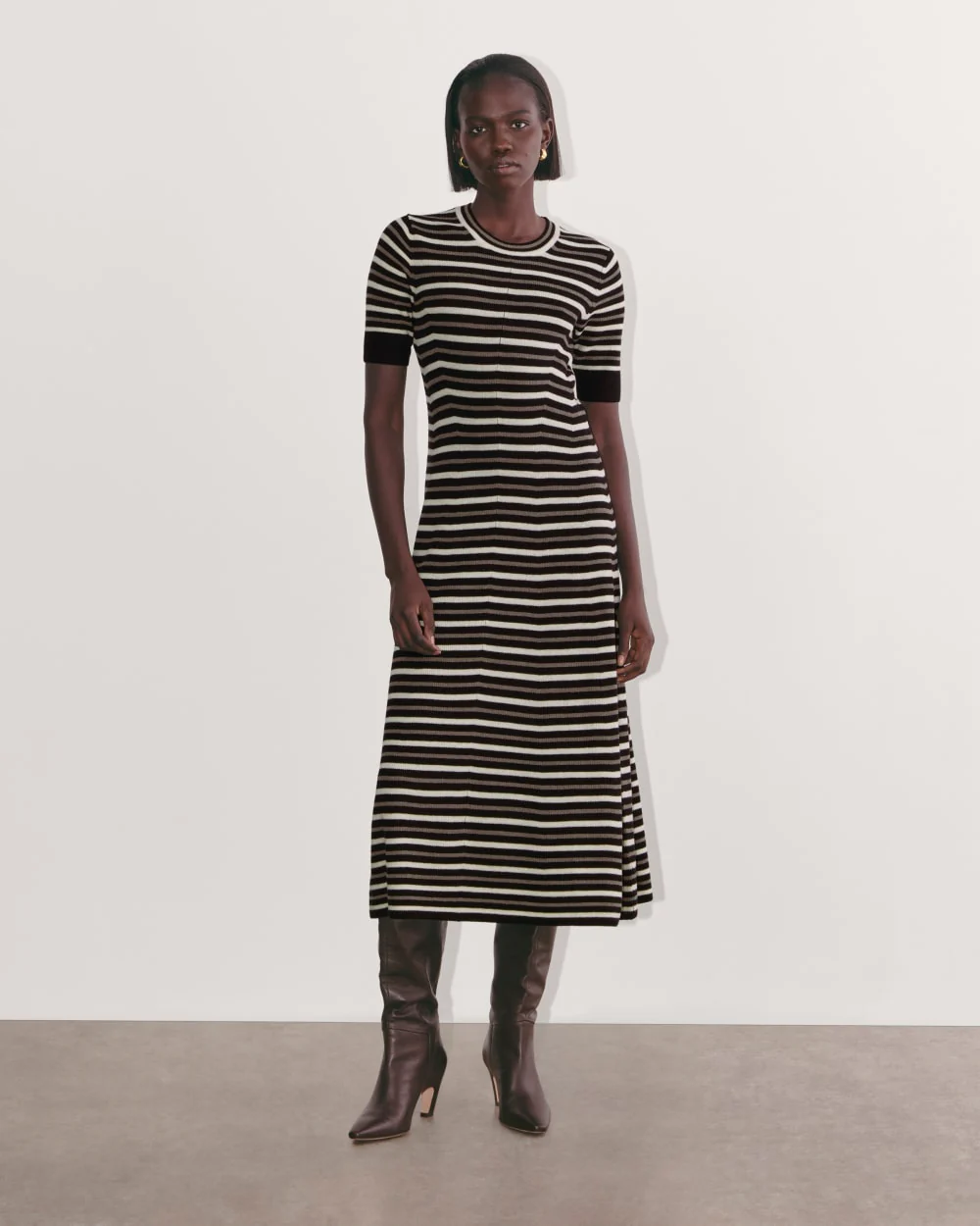 The Ribbed Sweater Dress | Taupe / Canvas / Black
