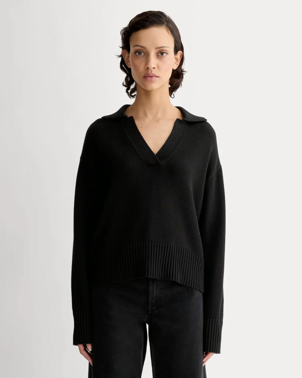 The Boxy Polo in Everyday Cotton | Black
