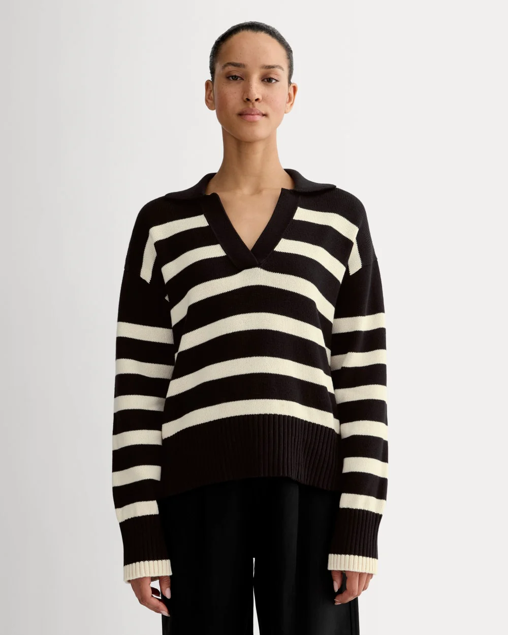 The Boxy Polo in Everyday Cotton | Black / Canvas