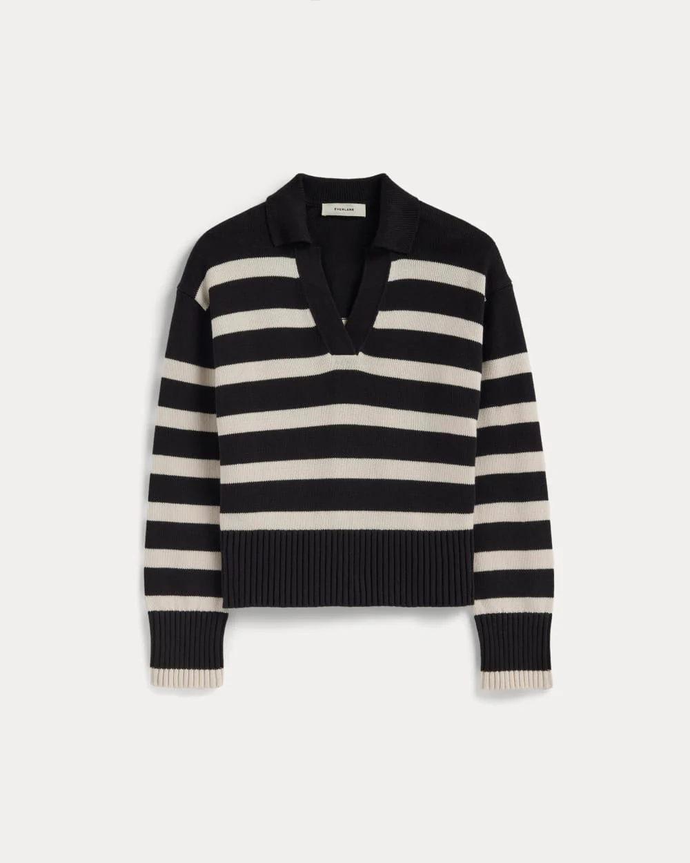 The Boxy Polo in Everyday Cotton | Black / Canvas - Image 2