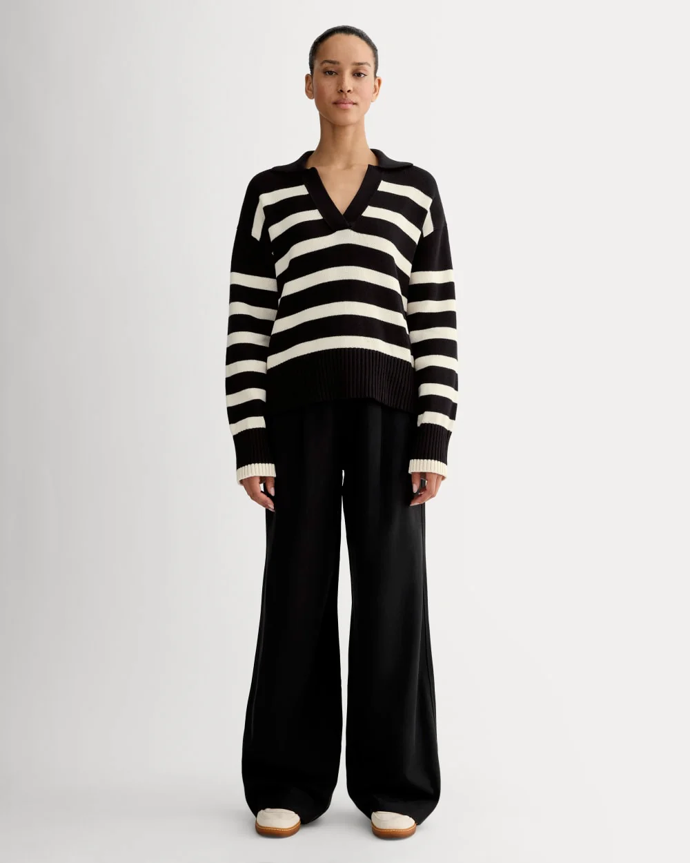 The Boxy Polo in Everyday Cotton | Black / Canvas - Image 3