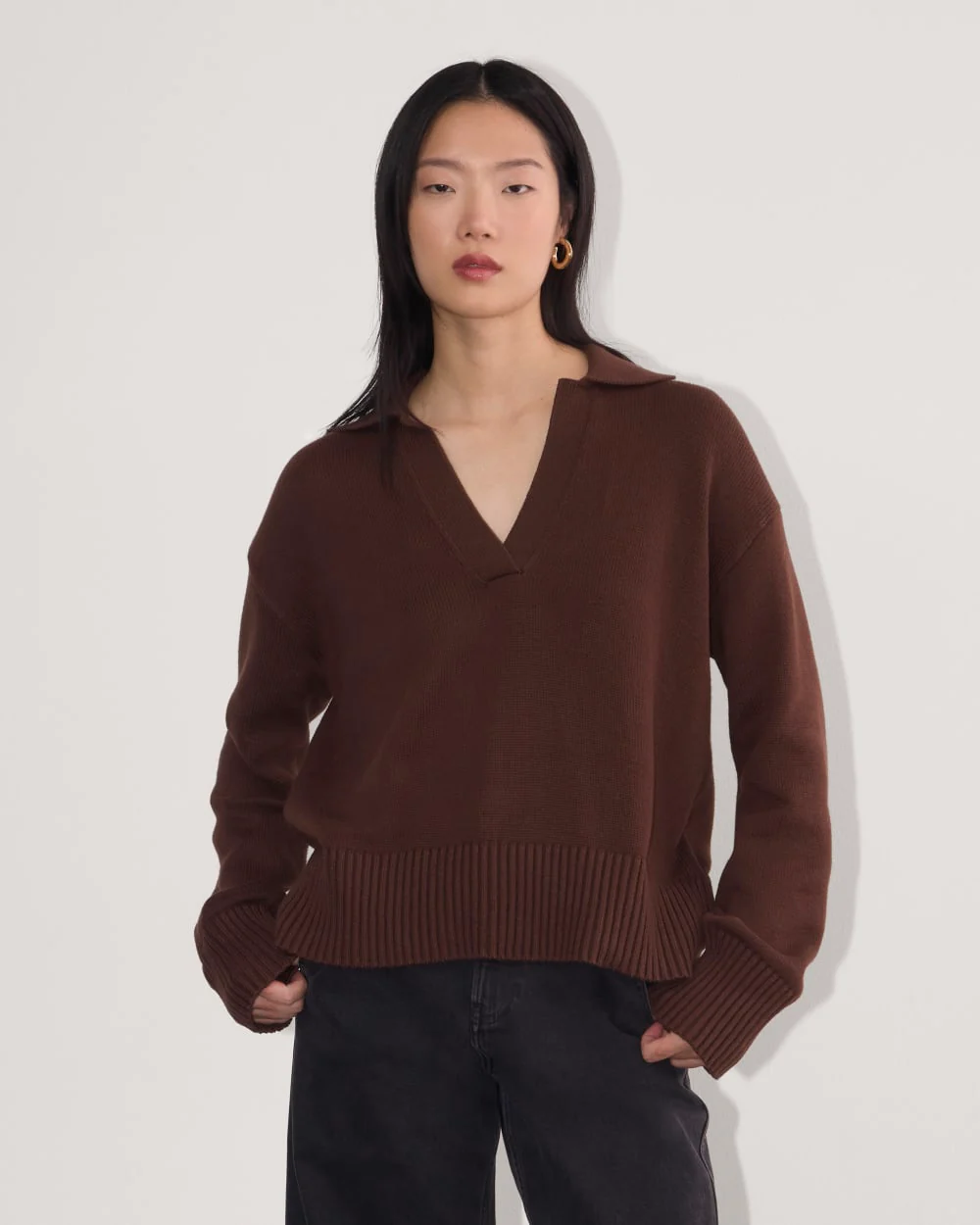 The Boxy Polo in Everyday Cotton | Dark Mahogany
