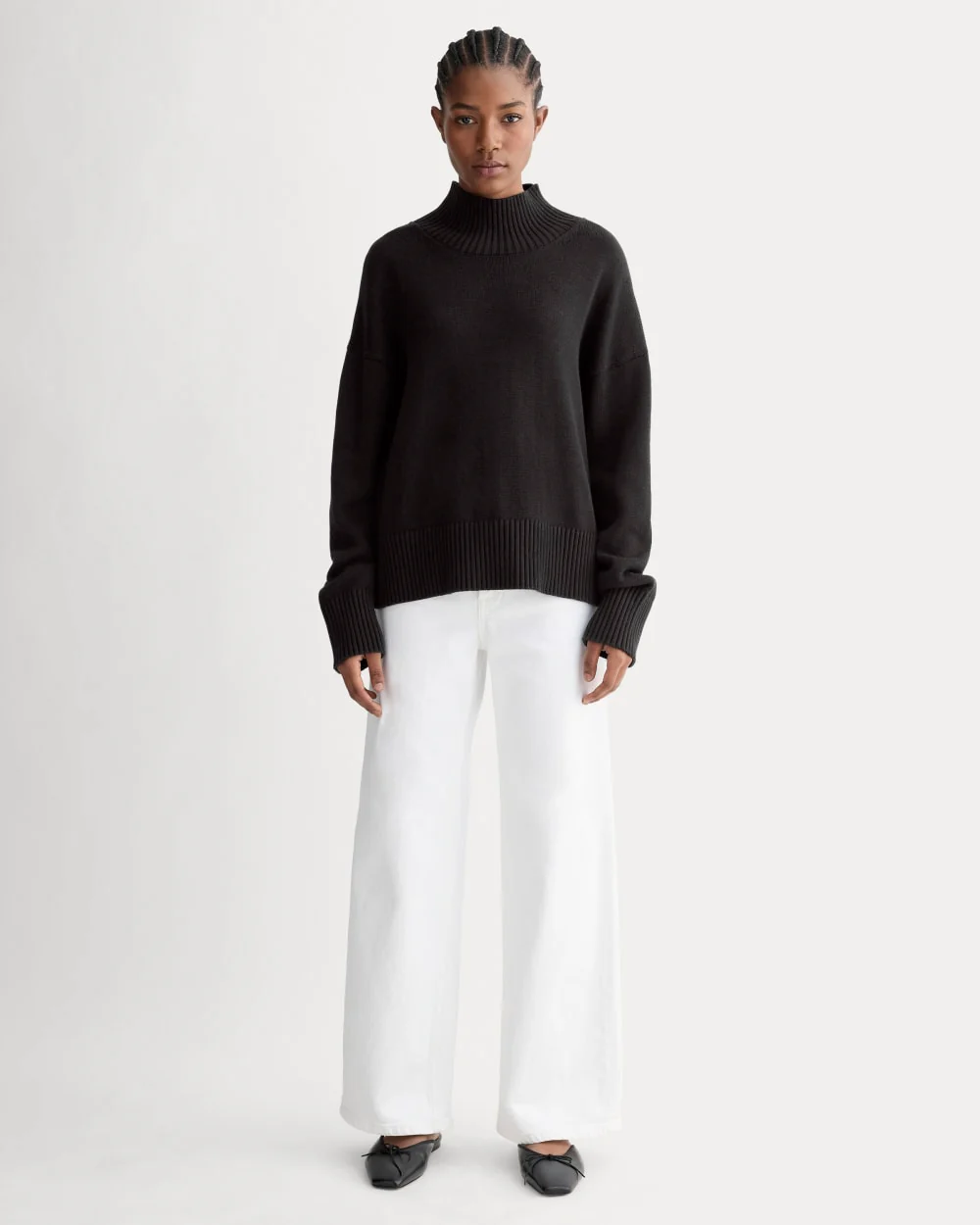 The Boxy Turtleneck in Everyday Cotton | Black - Image 3