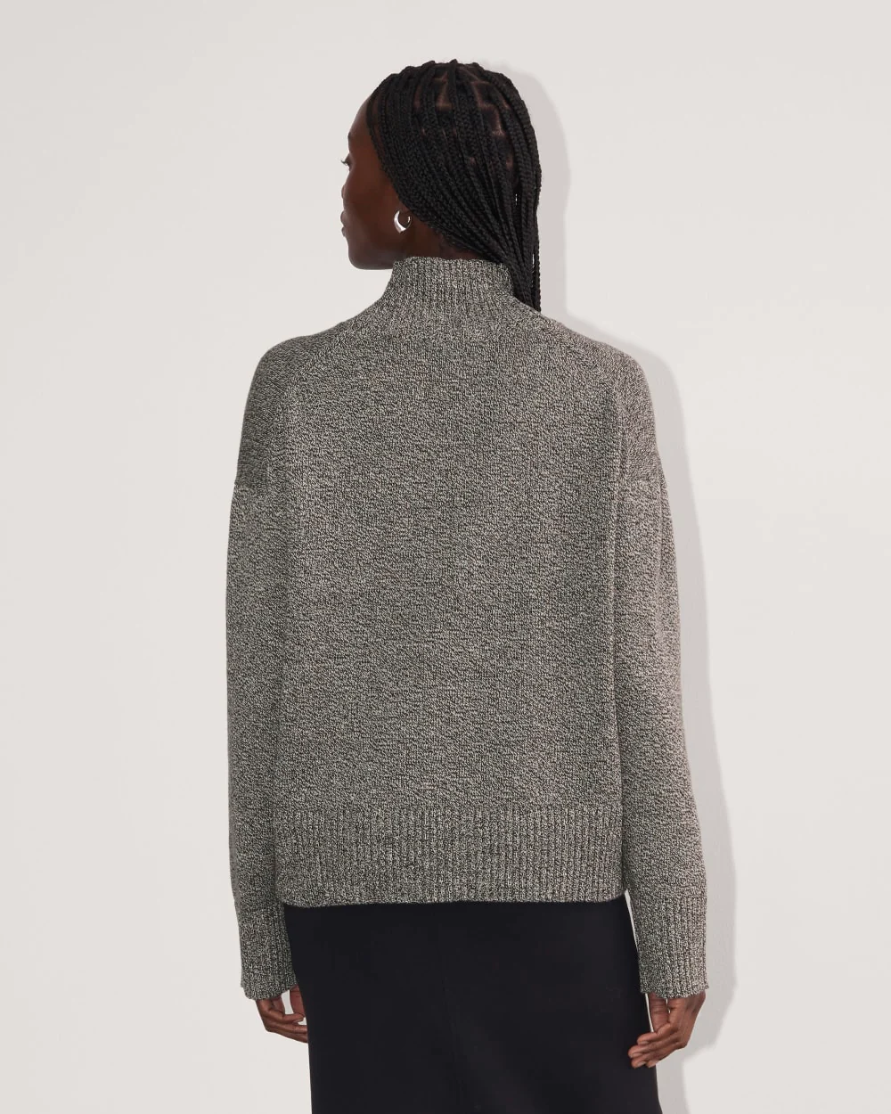 The Boxy Turtleneck in Everyday Cotton | Canvas / Black Twist - Image 5