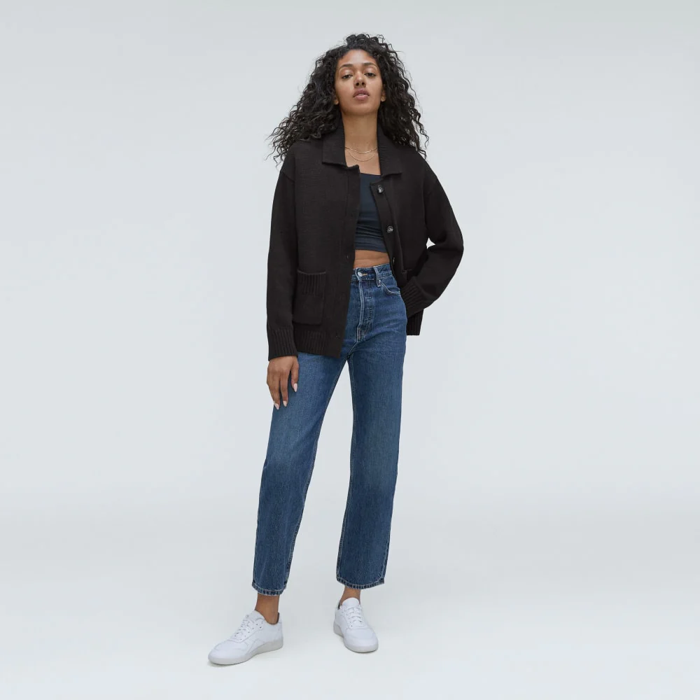 The Cotton Chore Sweater Jacket | Black - Image 6