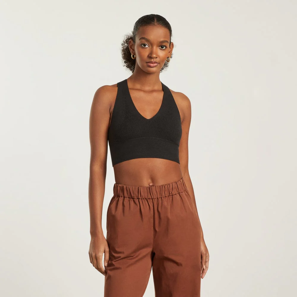 The Cross-Back Cropped Sweater Top | Black - Image 2