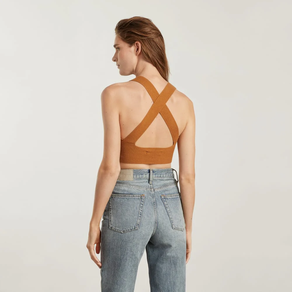 The Cross-Back Cropped Sweater Top | Butter Caramel - Image 3