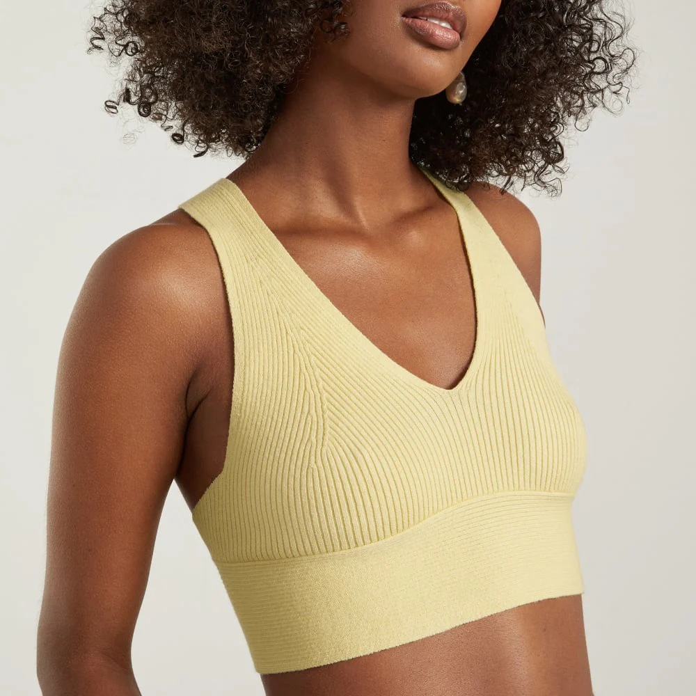 The Cross-Back Cropped Sweater Top | Pastel Yellow - Image 5