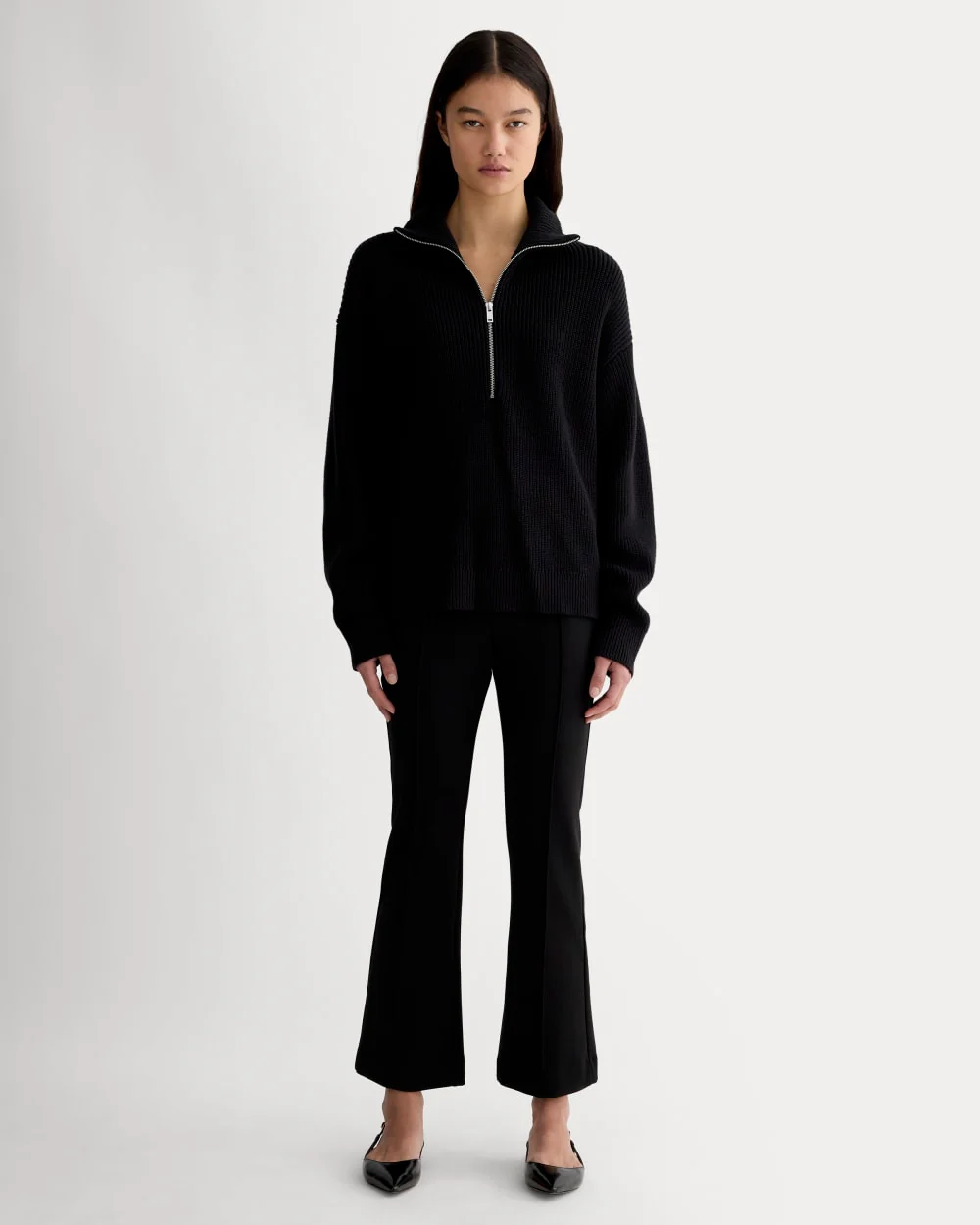 The Half-Zip in Everyday Cotton | Black - Image 3