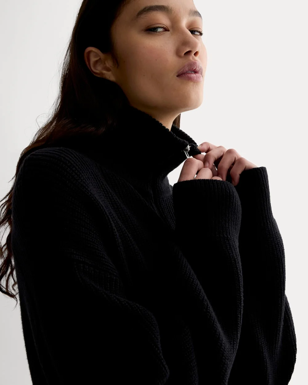 The Half-Zip in Everyday Cotton | Black - Image 4