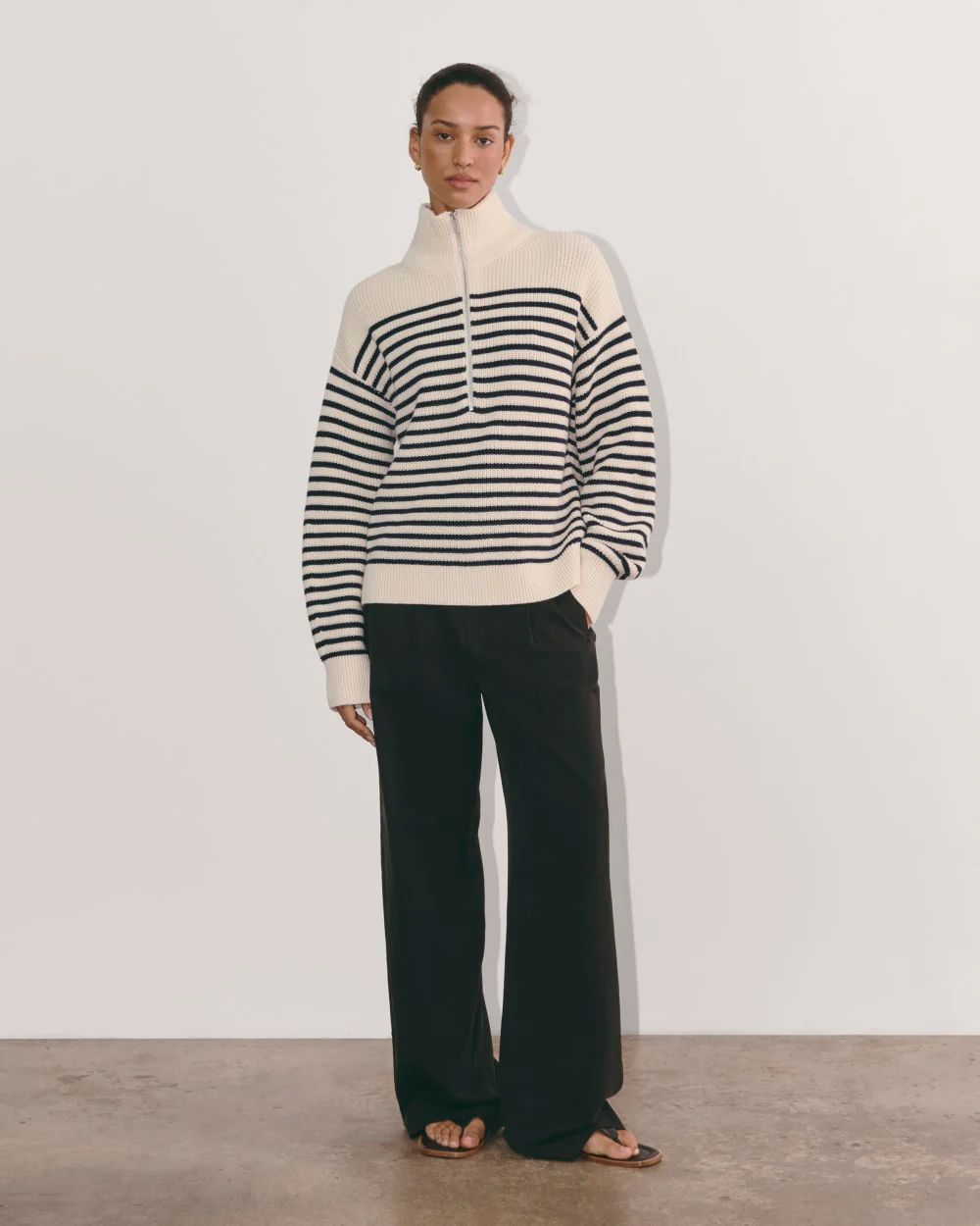 The Half-Zip in Everyday Cotton | Canvas / Navy - Image 3