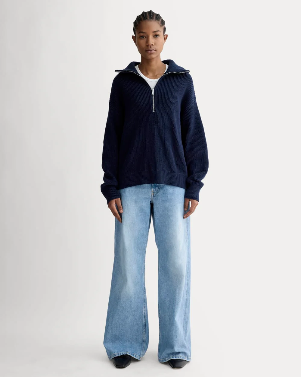 The Half-Zip in Everyday Cotton | Navy - Image 3