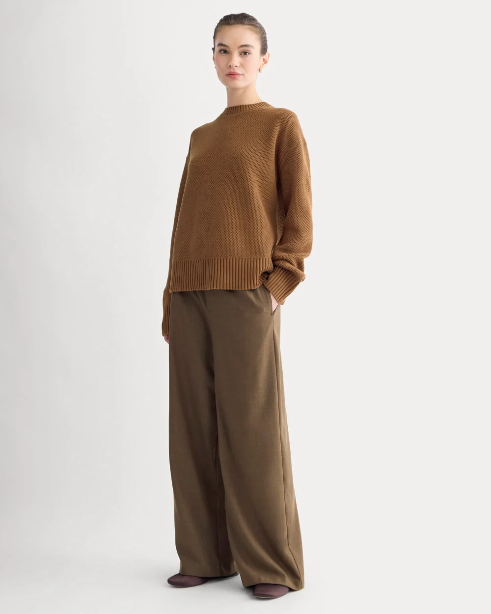 The Cotton Honeycomb Square Crew | Toffee - Image 3