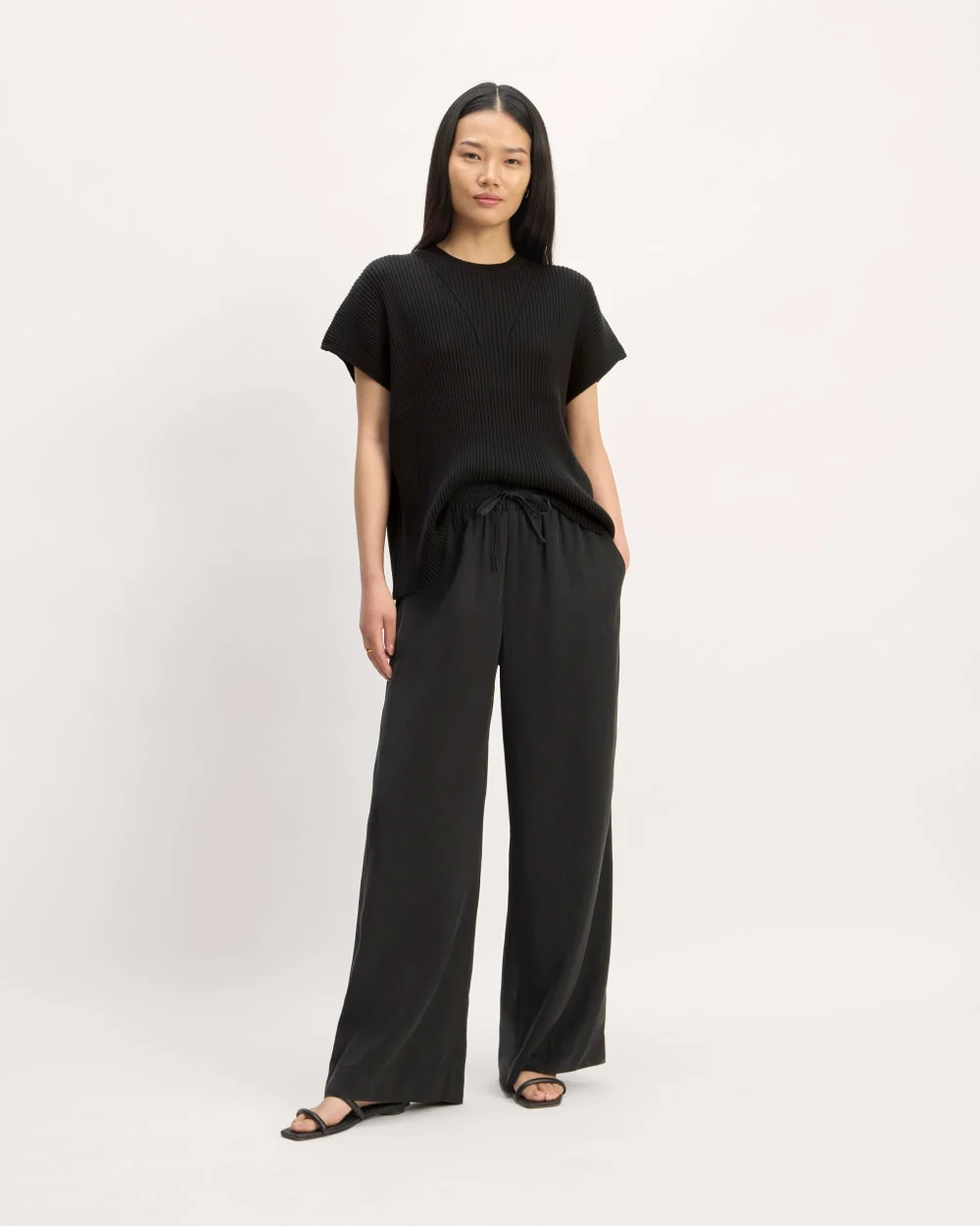 The Cotton Knit Caftan Top | Black - Image 3