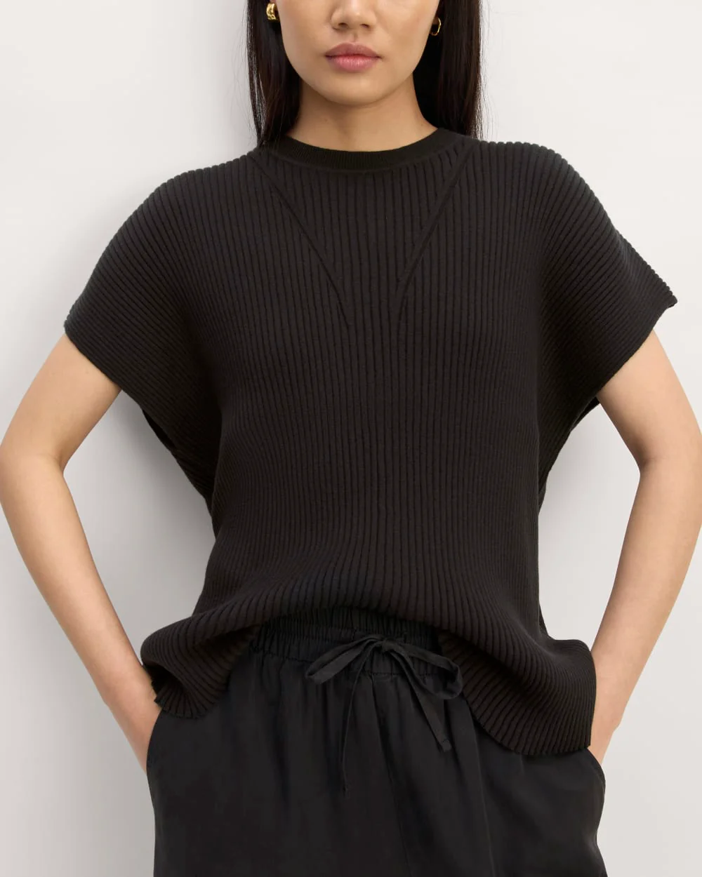 The Cotton Knit Caftan Top | Black - Image 4
