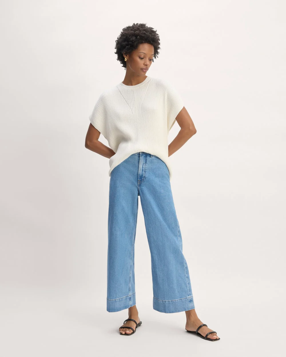 The Cotton Knit Caftan Top | Bone - Image 3