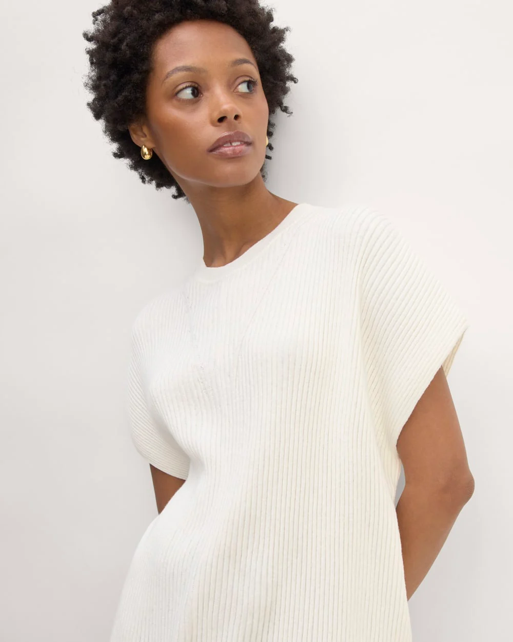 The Cotton Knit Caftan Top | Bone - Image 4