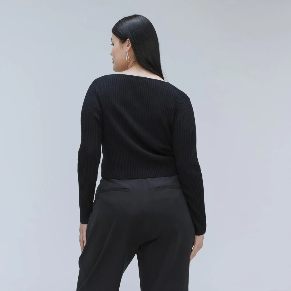 The Cotton-Merino Front-Tie Top | Black - Image 3