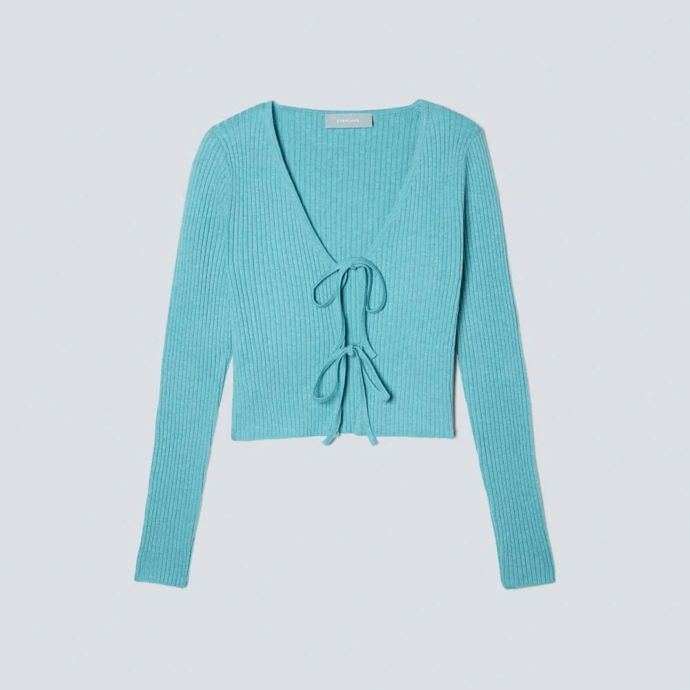 The Cotton-Merino Front-Tie Top | Deep Turquoise - Image 2
