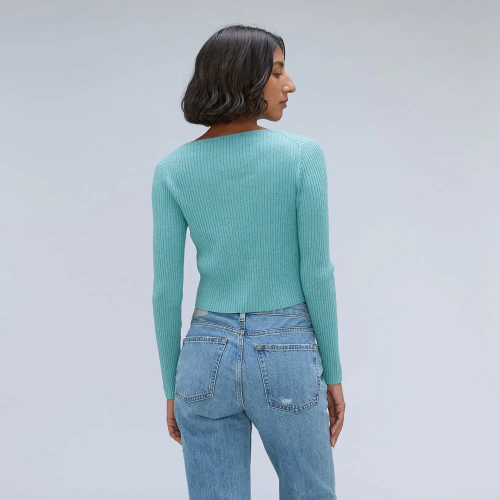 The Cotton-Merino Front-Tie Top | Deep Turquoise - Image 4