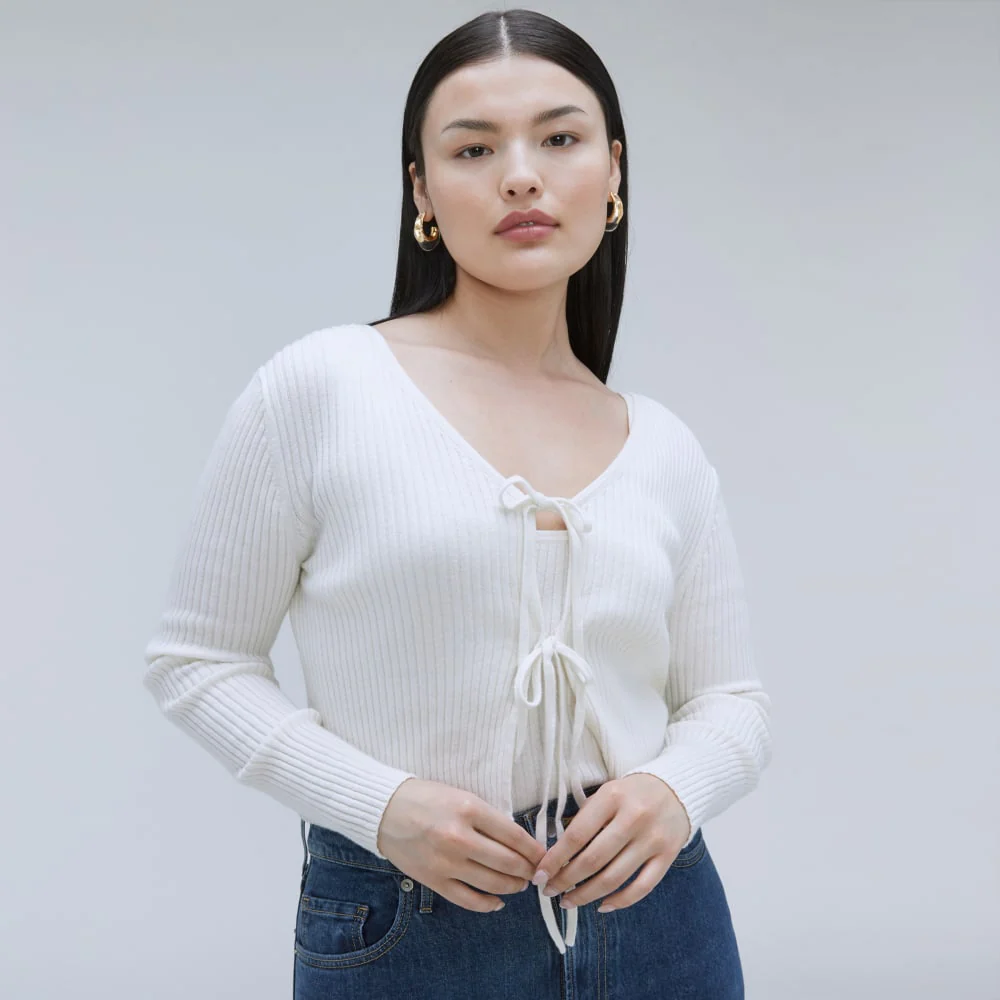 The Cotton-Merino Front-Tie Top | Snowflake - Image 4