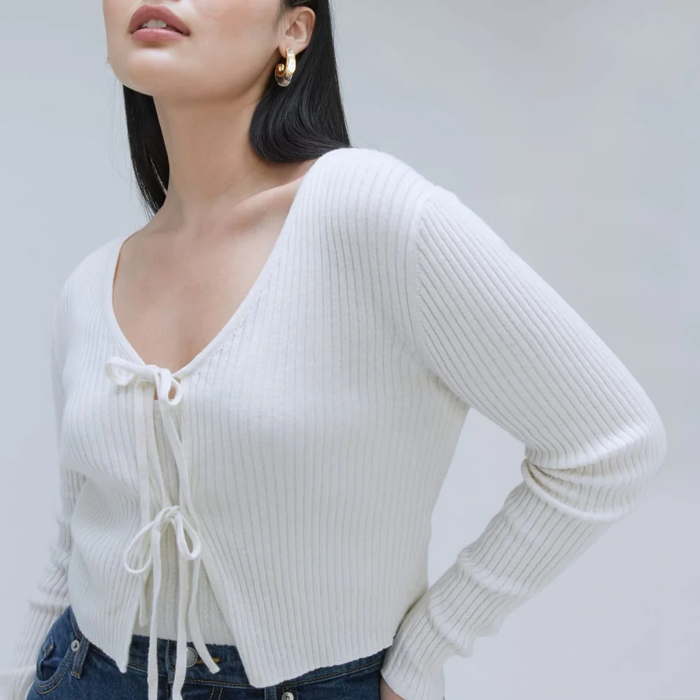The Cotton-Merino Front-Tie Top | Snowflake - Image 5