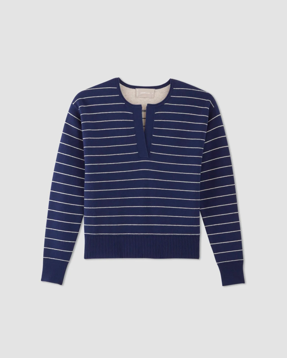 The Cotton-Merino Vintage Henley | Bright Navy / Canvas - Image 2
