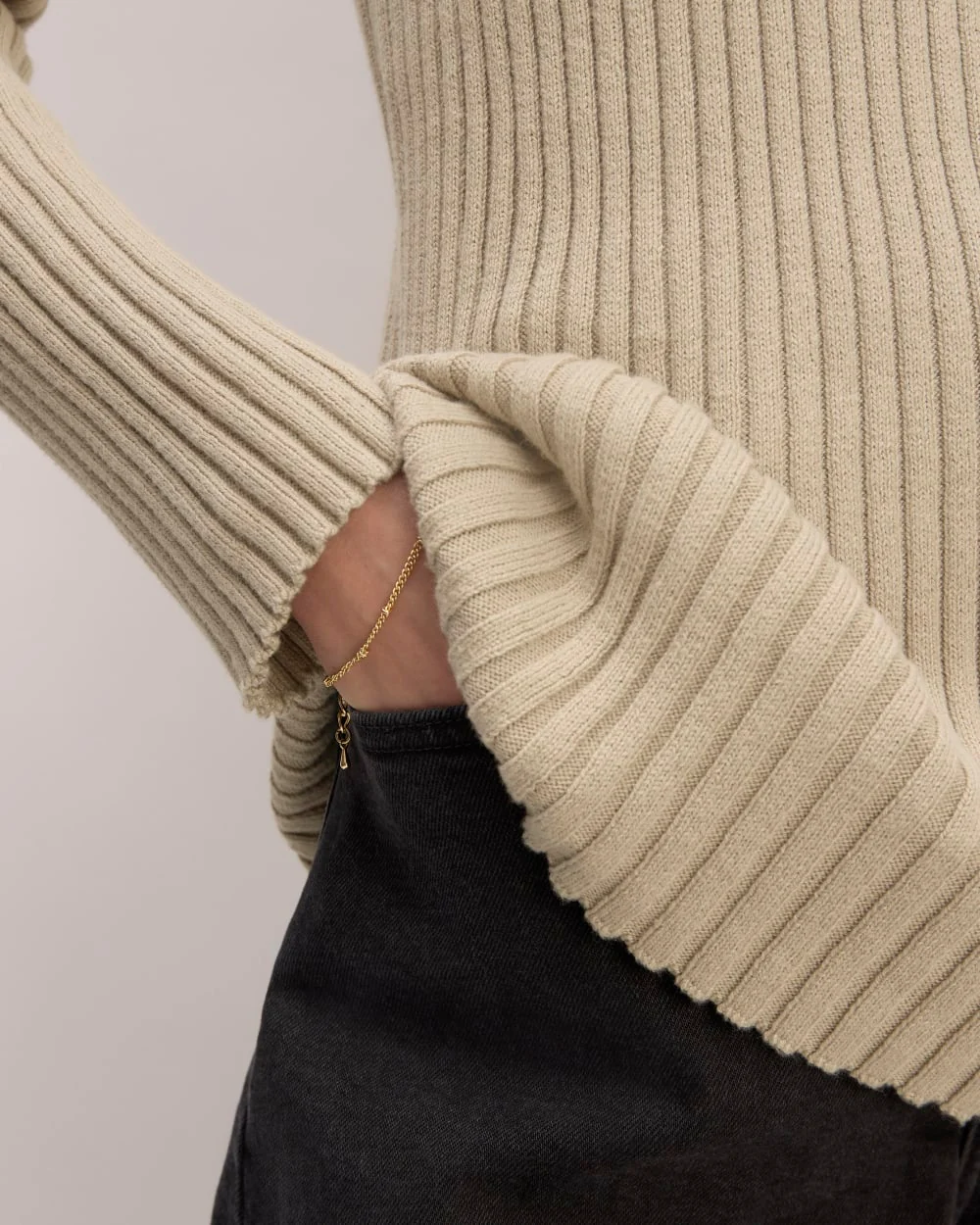 The Cotton Rib Crew | Trench Coat Khaki - Image 5